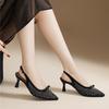 Light Luxury Fashion Women's Shoes Versatile Outer Wear Early Spring Single Shoes Commuting Breathable Fine Heel Mesh Rhinestone High Heels