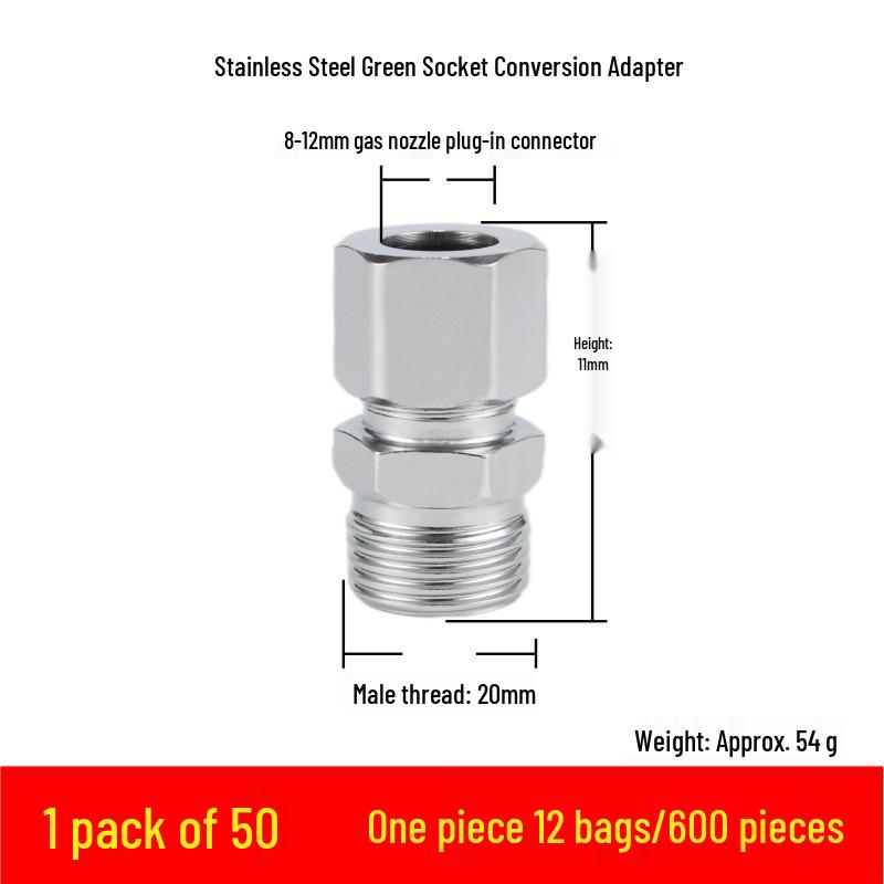 3-Piece Stainless Steel Gas Pipe Nut Set with No-Knock Wave for Natural Gas Conversion, 3/8"", 3/4"", 1"" Quick Connectors