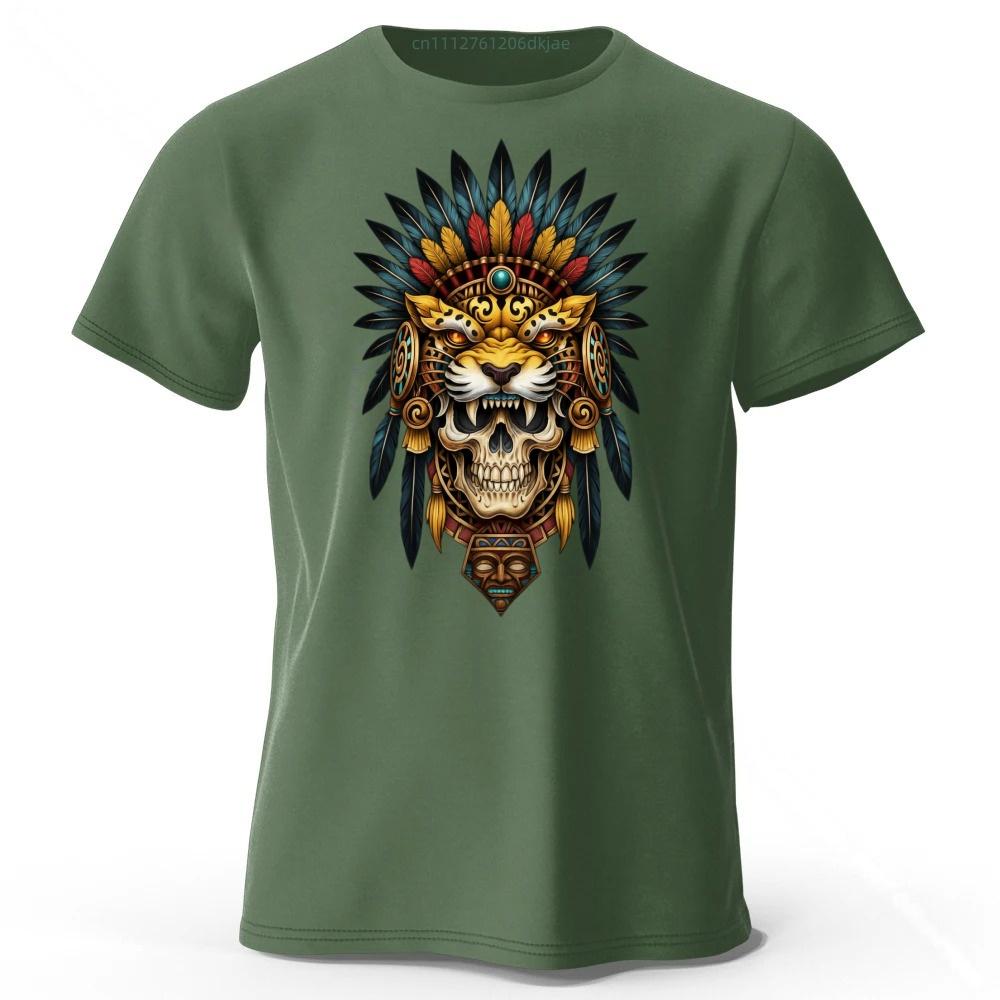 Fashionable South American Tribal Printed Pure Cotton Short Sleeved Shirt with Multiple Color Options for Mens Casual Tshirt