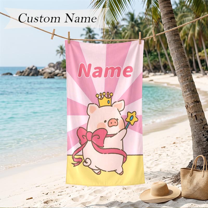 lulu the piggy Custom Name Printed Beach Towel Personalized Soft Towel For Swimming Beach Travel