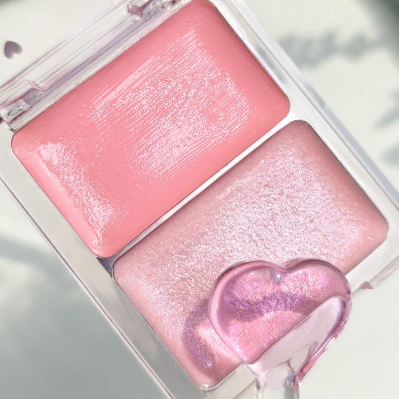 Dual Color Watery Blush Cream for Facial Highlighting and Contouring, Korean Style Makeup