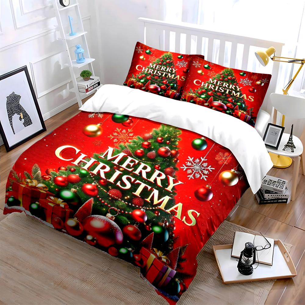 Merry Christmas Winter Scene Bedding set (1 duvet cover, 2 pillowcases, duvet not included)
