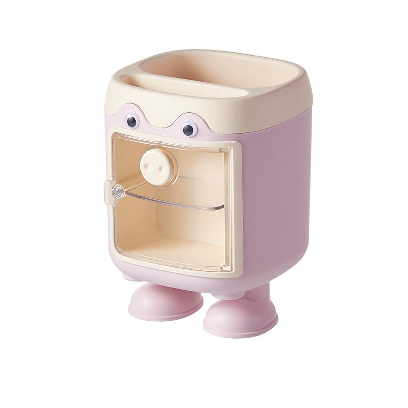Rotatable Transparent Cartoon Pen Holder - Cute & Simple Desk Organizer for Students