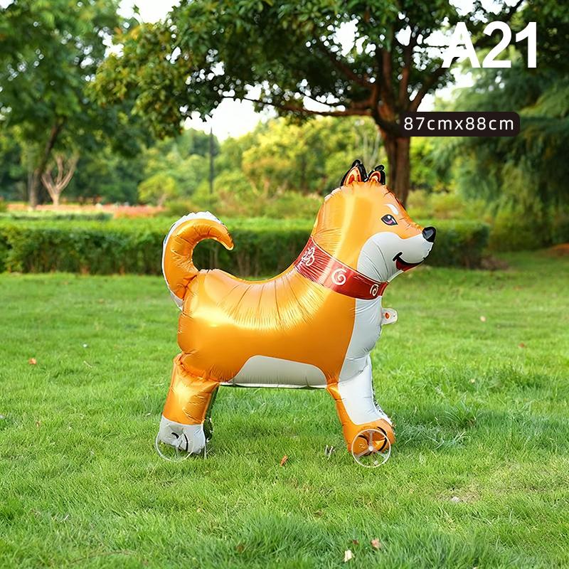 4D Cartoon Foil Balloons Elephant Stand Walking Balloon With Wheel For Kids Birthday Party Decoration Baby Shower