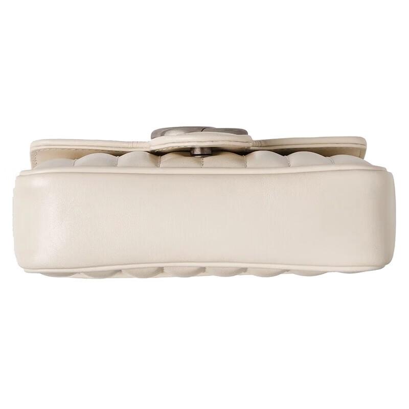 Gucci GG Marmont Mini Shoulder Bag White Quilted Leather Silver Hardware Chain Crossbody Bag for Women Evening Party Daily Commute 476433-DTD5N-9022