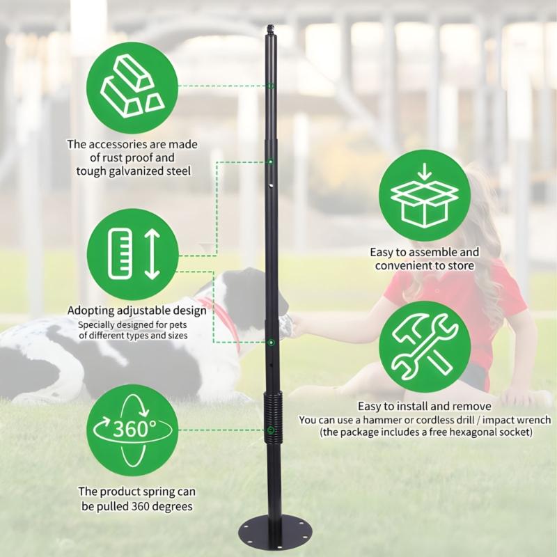 Langlebige Federstangen für Hunde mit elastischen Leinen Outdoor-Spielzeug Bewegung Spaß im Hof Gärten Sicher für große Hunde