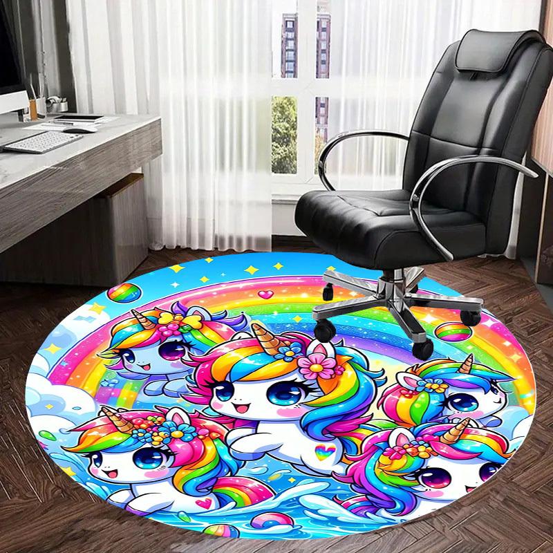 1pc Office Carpet Chair Mats Rainbow Unicorn Fantasy Perfect for Decorating Office Chairs, Living Rooms, Or Bedrooms