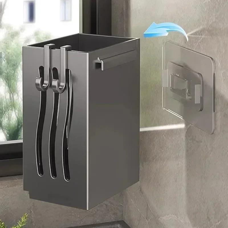 Kitchen Wall Mounted Cutlery Organizer Plastic Spoon Fork Chopstick Drain Storage Rack Drainer Utensil Kitchen Organizer