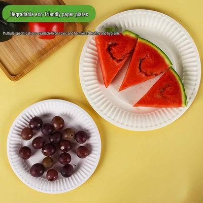 Biodegradable Thickened Round Paper Plates - 6, 7, 8, 9-Inch Sizes for Meals & Cake