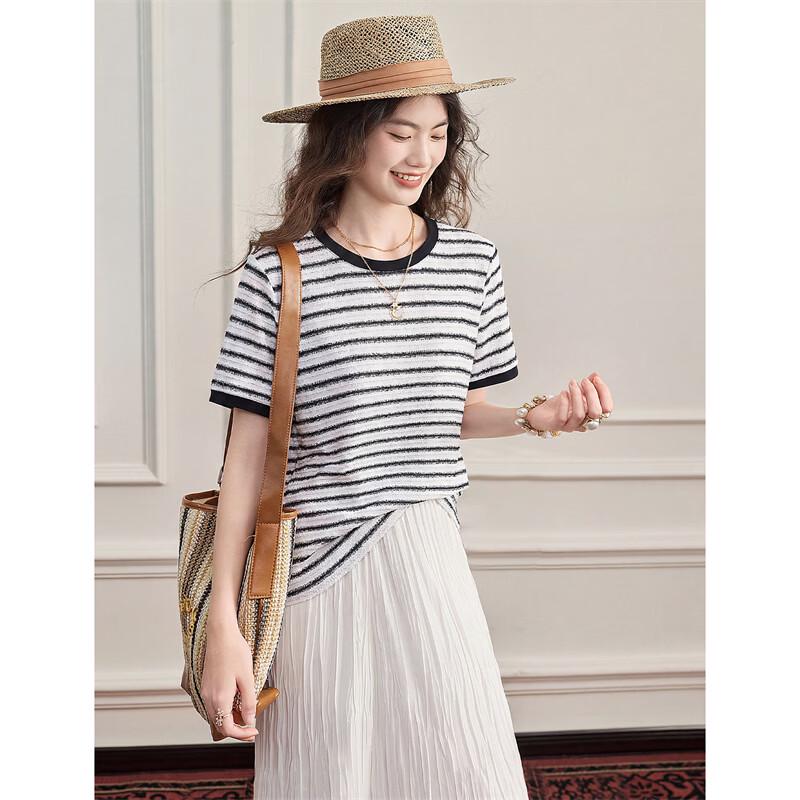 Women's Elegant Striped Short-Sleeve T-Shirt