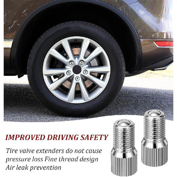 5 PCS Valve Stem Extensions, Screw-On Schrader Tire Valve Extender Adapter for Car Truck Motorcycle Bike (19mm, Universal)