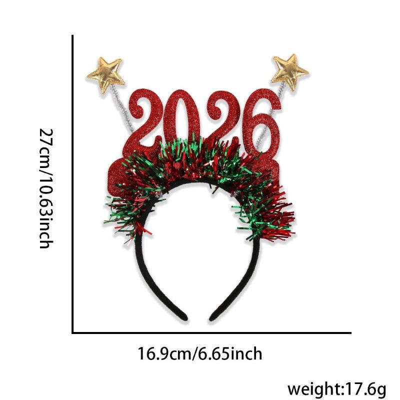 4pcs/set 2026 New Year Headband Glitter Star Headband Plastic Party Decor Christmas NYE Celebration Accessory Photo Props
