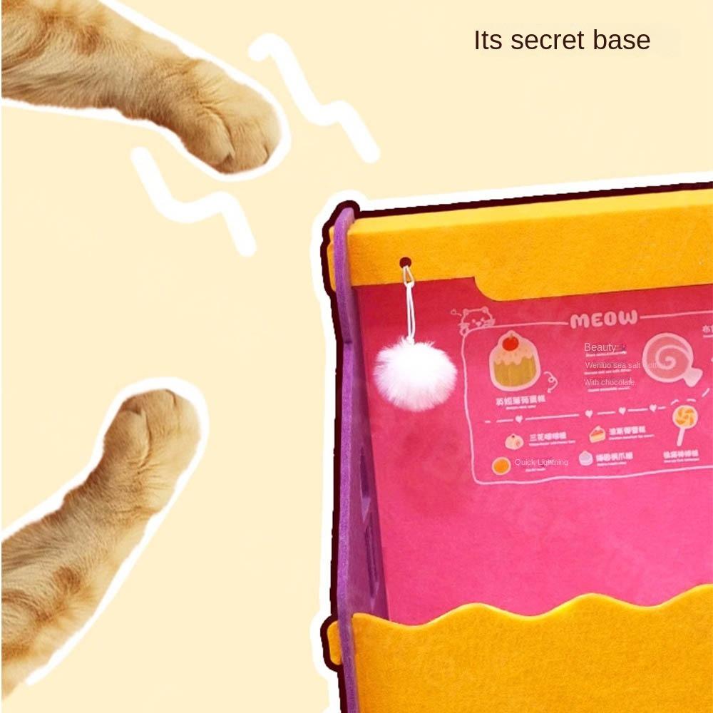 Non Occupying Felt Cat Nest Safety Pet Toy Bed Interactive Cat Paper Box  Four Seasons