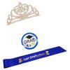 Graduate Crowns and Sash Badge Set Congratulations Grad Party Decorations 2026 Women's Grad Tiaras and Sash Brooch