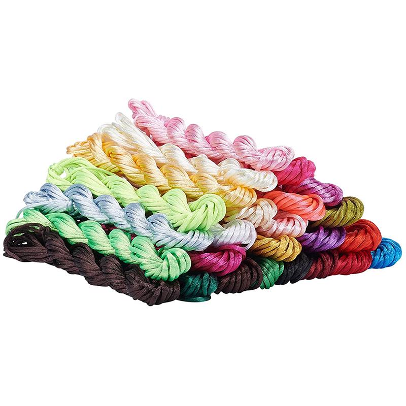 Waterproof Beading Crafting Rattail Satin Cord Chinese Knot Thread Silk String for Bags Garments Shoes