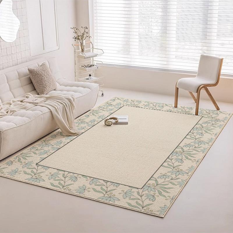 Boho Beige Botanical Sketch Area Rug Non-Slip Floor Mat for Living Room Bedroom Neutral Japandi Home Decor