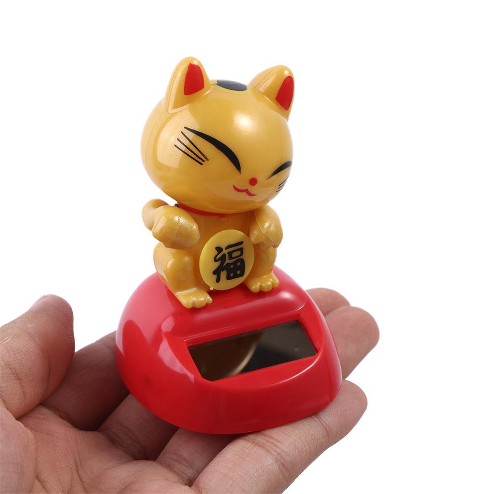 Classic Swing Doll Lucky Cat Model Toys Shaking Head Swing Doll Solar Toys Dancing Lucky Cat Figure