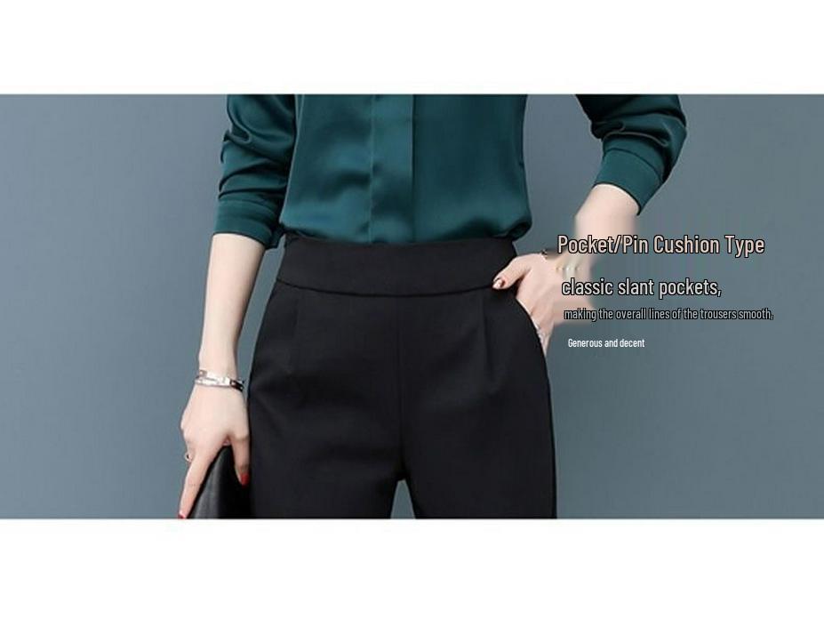 Women's High-Waisted Black Skinny Harem Pants - Slimming, Versatile, Casual & Professional Long Pants.