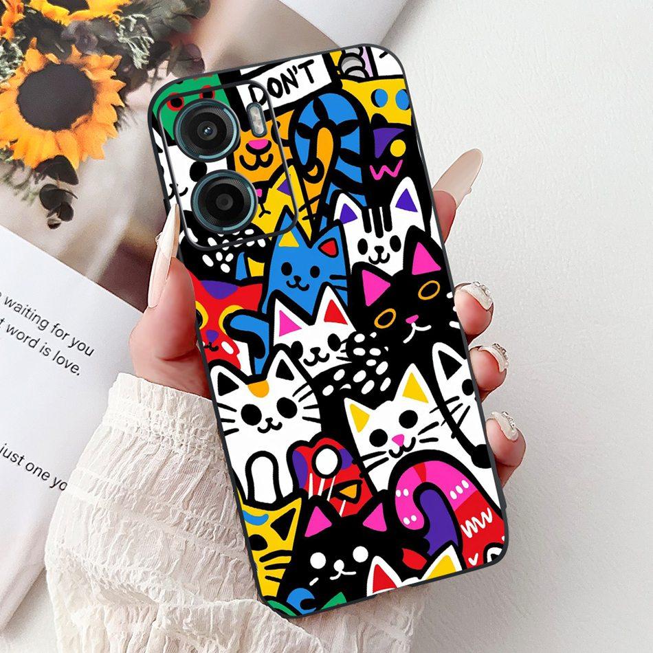 For Motorola Moto G05 G15 E15 2024 Floral Butterfly Phone Case For MOTO G05 G15 E15 4G Black Silicone Soft Lightweight Case