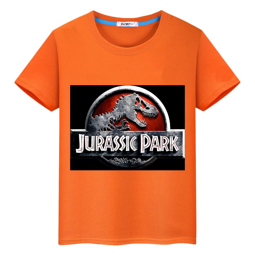 Jurassic Park 100%Cotton Summer Anime Tees Dinosaur Short Tops Kawaii Jurassic World T-shirt y2k one piece kids clothes boy girl