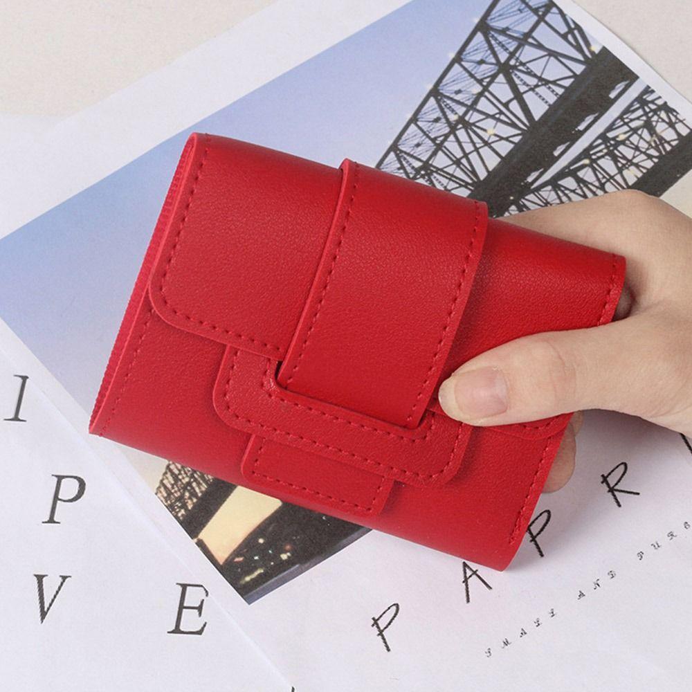 Thin Pouch Money Bag Card Holder Short Hasp Fold-over Purses PU Leather Wallets Coin Purses Women Wallets