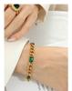Custom Cuban Thick Chain Necklace & Bracelet Set with Green Glass Stones - Colorfast Jewelry