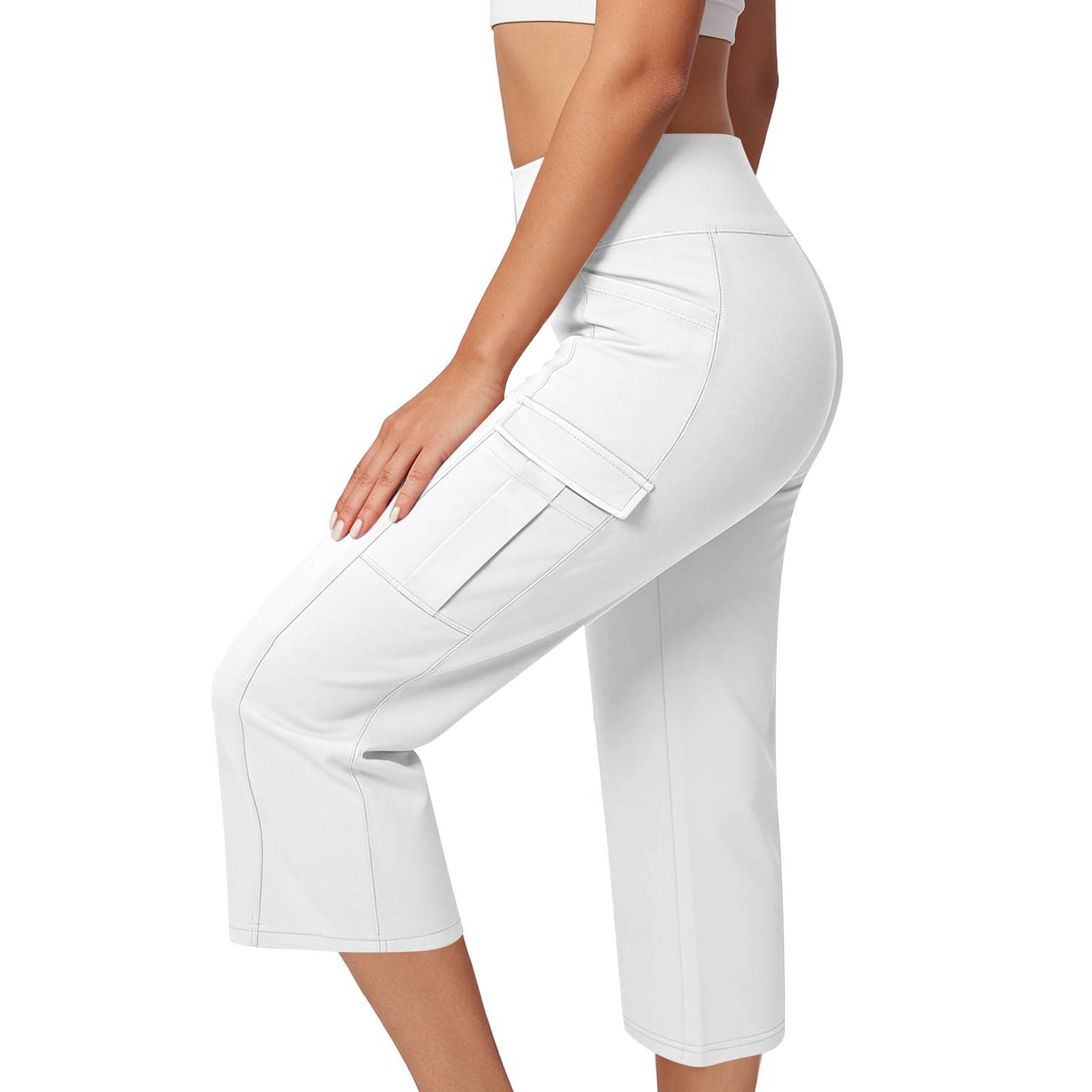 

Women s High-Waisted Casual Athletic Slim-Fit Outdoor Fitness Yoga Pants With Pockets XXL белый