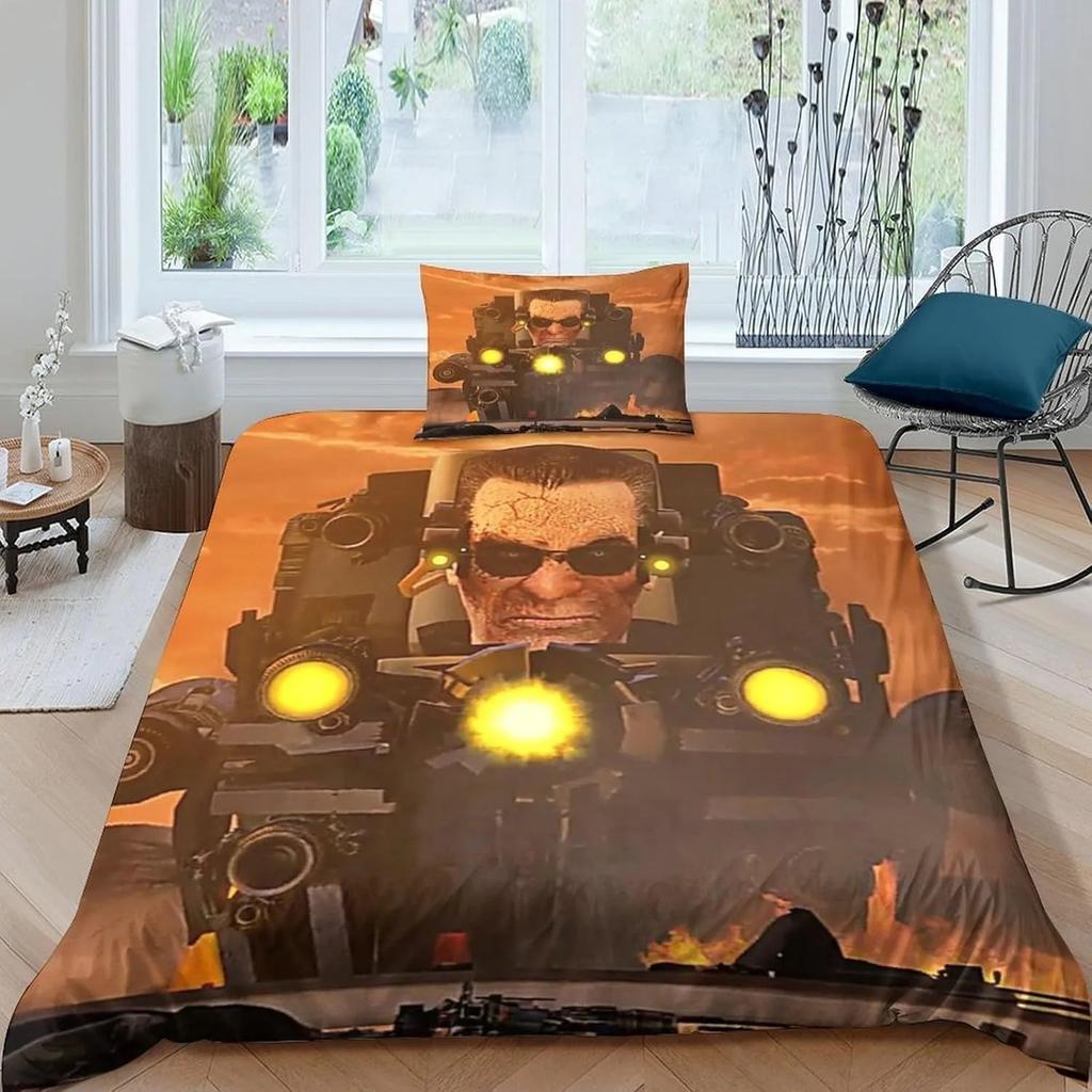 Game Skibidi Toilet Duvet Cover Pillowcase Bedding Set Adult Boys Girls Bedroom Decoration Children Gift Single Double Size