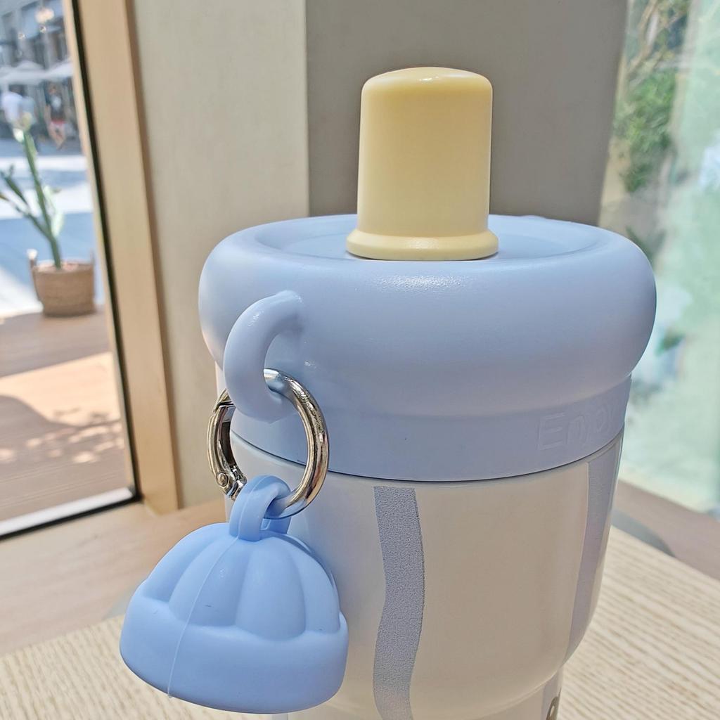 Floral Cartoon Handle Stainless Steel Vacuum Insulated Cup with Tea Infuser and Straw