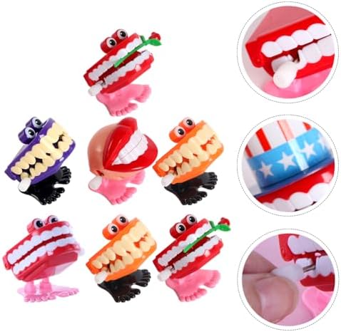 7pcs Wind Up Teeth Toy, Chattering Teeth Dental Care Demonstration Toy, Halloween Decoration, Party Favor for Kids Boys Girls Birthday