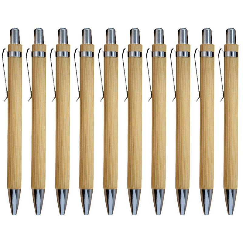 

New 10Pcs Bamboo Ballpoint Pen Stylus Contact Pen Office & School Supplies Pens & Writing Supplies Gifts-Black Ink