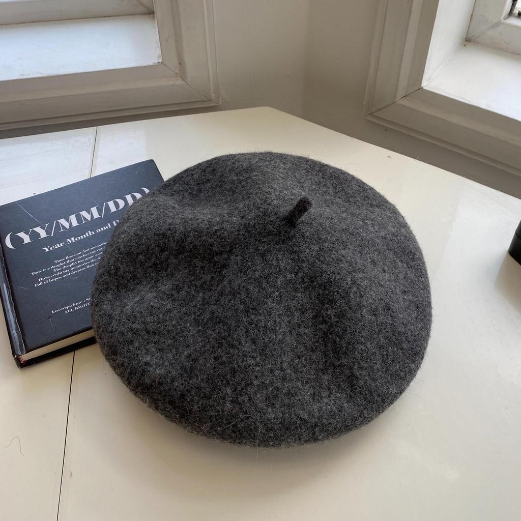 Australian Wool Beret Children'S Autumn And Winter Retro Versatile Solid Color Woolen Hat Showing Face Small Painter Hat Bud Hat