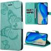 Case for iPhone 17 Pro Max, Shockproof Anti-Scratch PU Leather Green Embossed Butterfly Pattern