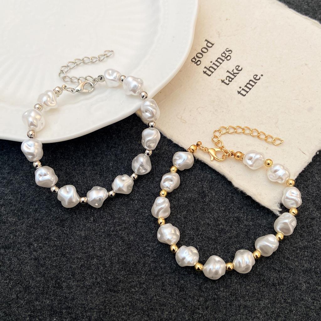 Baroque Shaped Imitation Pearl Bracelet New Special Fashionable Luxurious High-End Elegant Bead Bracelet Women's Party Jewelry