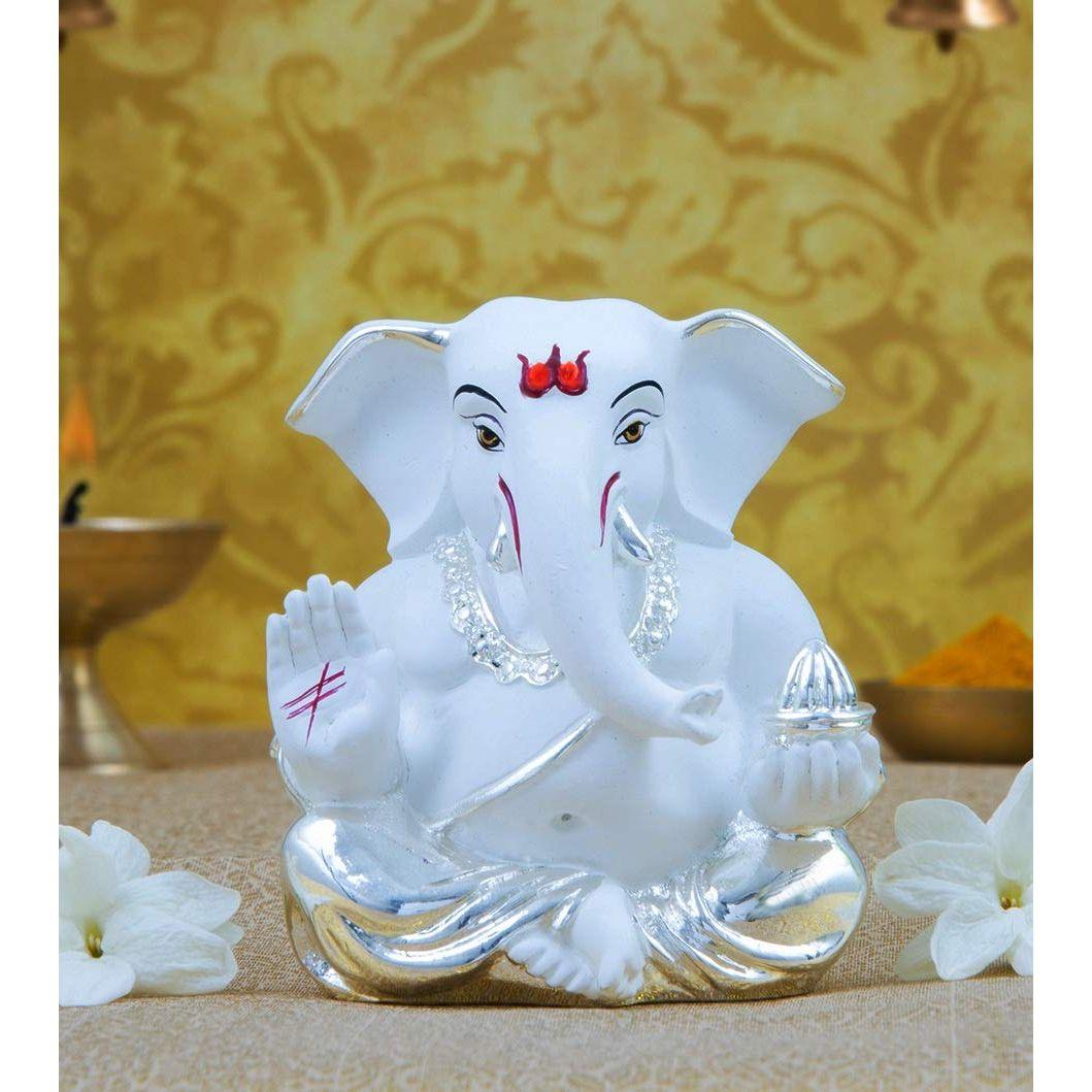 

Серебряная керамическая статуэтка Аппу Ганеши для приборной панели автомобиля, маленькая мурти Ганеши, статуэтка Ганапати для домашнего декора, пуджи, статуя Господа Ганеши
