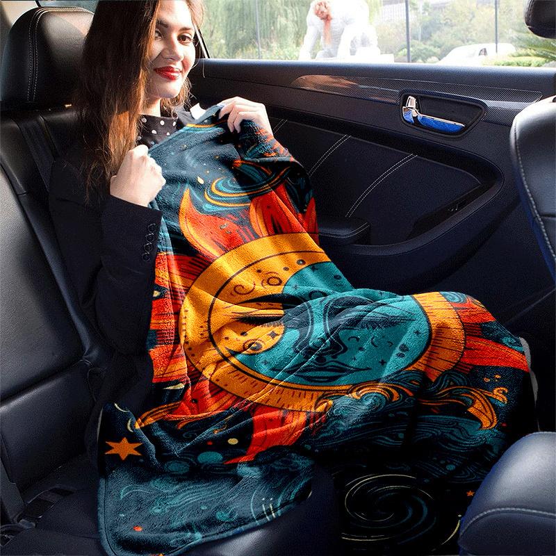 1pc Sun Printing Lightweight Flannel Blanket, Comfortable and Warm Blanket, for Camping Sofa Bed and Couch Office, Suitable for Gift Blankets