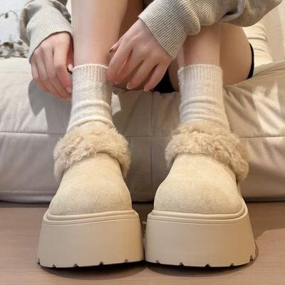 Thick-soled Heightening, Velvet and Warm All-inclusive Two-wear Birkenstocks, Winter New Snow Boots, Fluffy Cotton Shoes