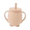 230ml Toddler Cups Silicone Training Sippy Cups with Straw Lid Non Slip Handles Spill Proof Trainer Cup for Baby