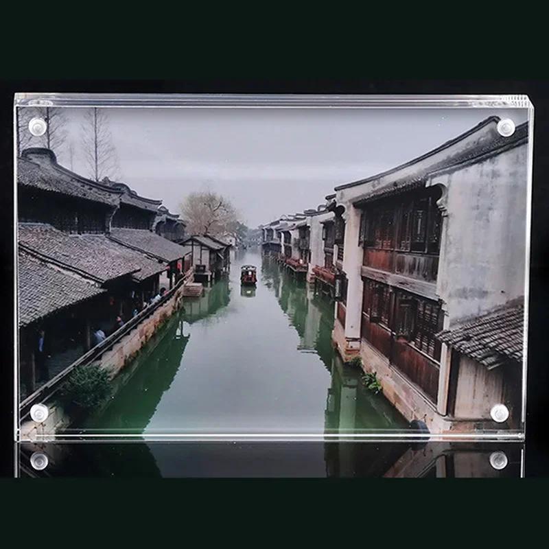 Ramă foto din acrilic transparent, 5 dimensiuni, cu două fețe, 1,6 cm. Afișaj pentru fotografii