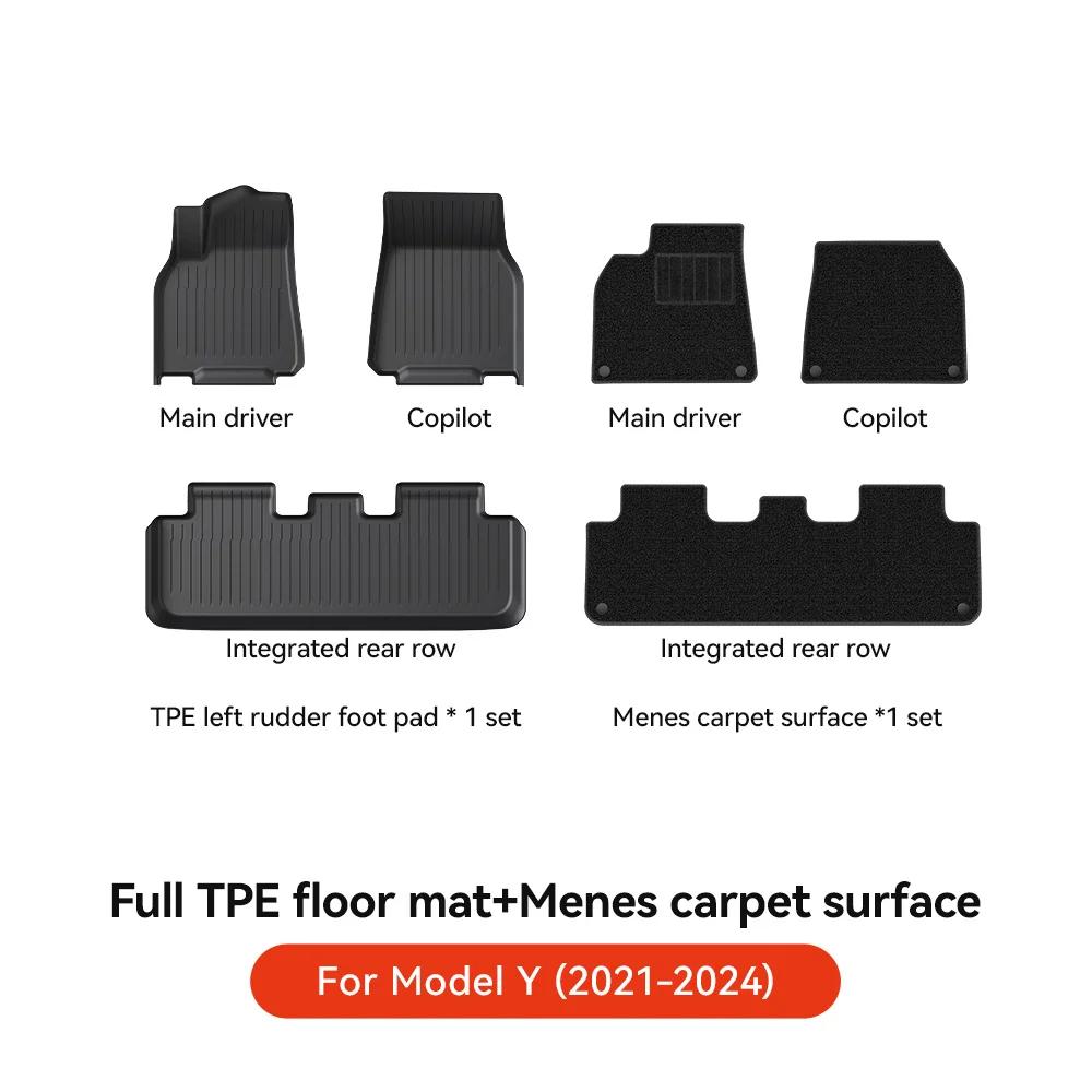 YZ TPE Car Floor Mats for Tesla Model 3 Y Highland Juniper 2019-2026 Luggage Mat Set Four Seasons Waterproof Anti-slip Trunk Mat