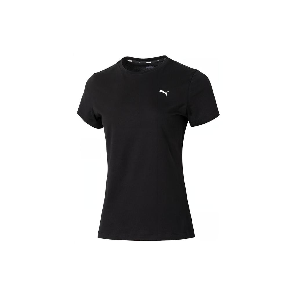Puma Logo Solid Color Casual Fitness Training Comfortable Fashion Trendy Breathable Short Sleeve T-Shirt Women Tops Black 630561-51
