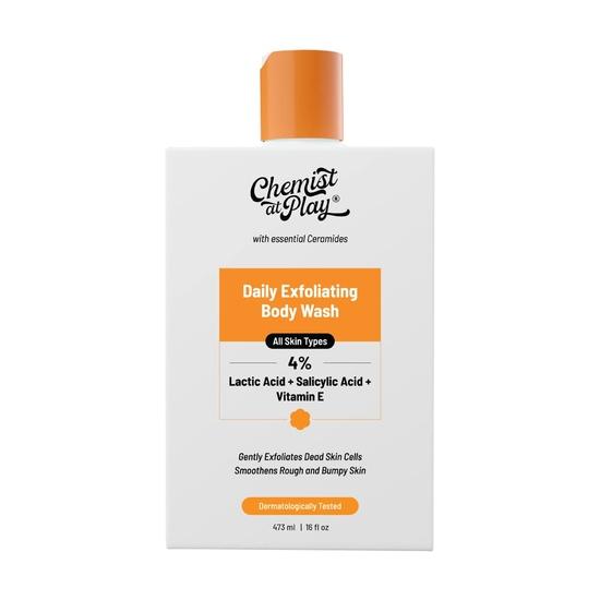 Chemist At Play Exfoliating Body Wash 473ml  | Gentle Exfoliating Shower Gel | Removes Tan & Body Acne | Men & Women