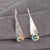 Natural Spiny Oyster Gemstone 925 Sterling Silver Jewelry Handmade Earrings 1.9" EE-165-45