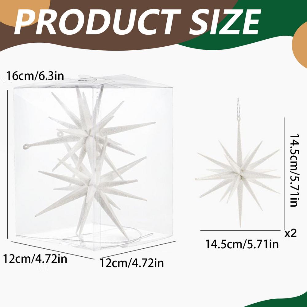 2 Pieces Christmas Tree Star Ornaments Three-dimensional Glitter Star Christmas Tree Ornaments Holiday Decoration
