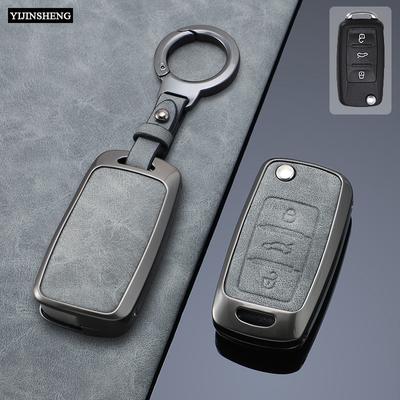 Zinklegering Leer Autosleutelhoes Cover voor Volkswagen VW Polo Golf Passat Tiguan Beetle Caddy T5 Up Skoda Octavia Seat Leon Altea