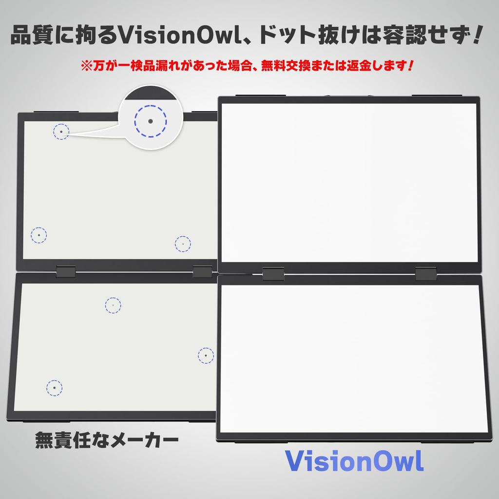 VisionOwl Dual Mobile Monitor, 14-inch, 100% sRGB Wide Color Gamut, High Brightness of 350nits, Driver-Free, 4-Hole VESA Mount, Storage Case Included,