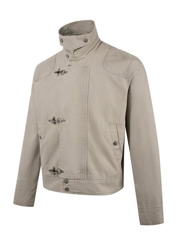 

Повсякденна вінтажна куртка Унісекс Куртка з коміром-стійкою Застібка-омар Коротка куртка в американському стилі 2XL сірий