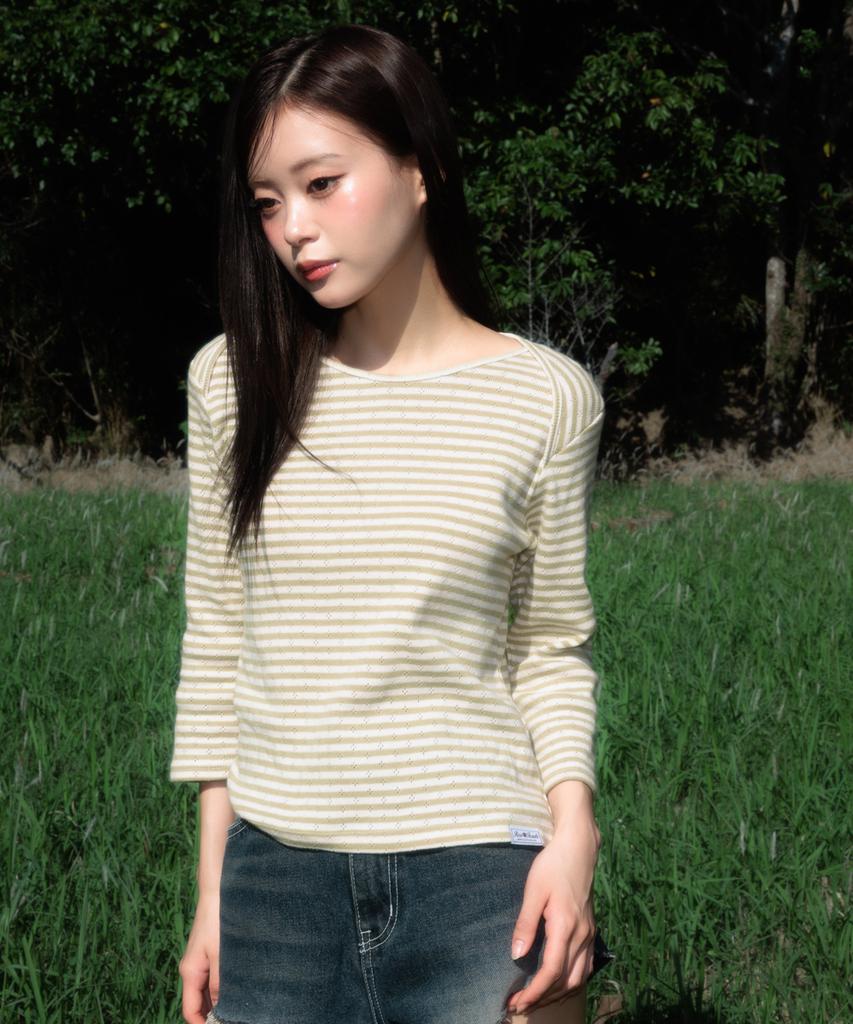 ROSEFRANTZ Stripe Three-Quarter Sleeve [Green]