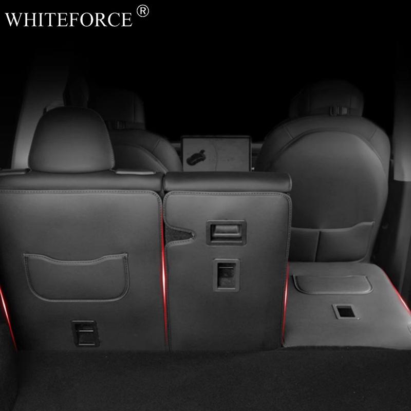 Para Tesla Model Y Couro Juniper Protetor de Encosto de Banco Traseiro Almofada Protetora de Encosto Modelo 3/Y 2021-2025 Protetor de Encosto Tapete Anti-sujeira