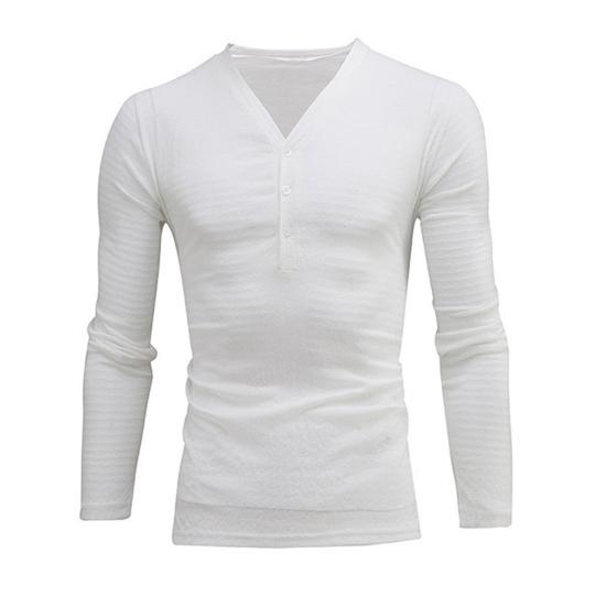 

Deep V-neck Men T-shirt Long Sleeve Thin Elastic Quick Drying Summer Solid Color Slim Fit Tee Top Streetwear 2XL белый
